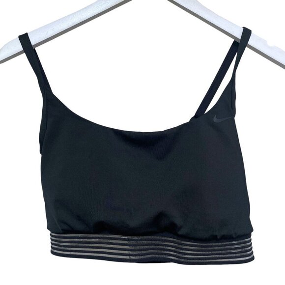 NIKE Sports Bra Plus Size 1X Black Crop Tank Womens Workout Top Padded - Picture 1 of 7